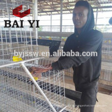 Cage de batterie de couche de poulet de 4 rangées pour la ferme de volaille de la Tanzanie